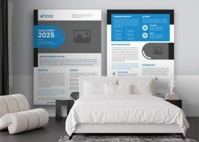 Business Case Study Layout with Blue Color Wall mural