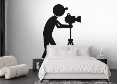 Cameraman silhouette vector design, Silhouette of photographer with camera. Wall mural