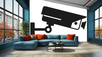 cctv camera silhouette on white background. vector illustration Wall mural