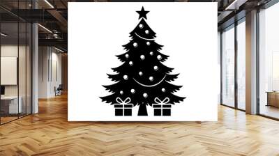 Christmas tree on white background. Wall mural