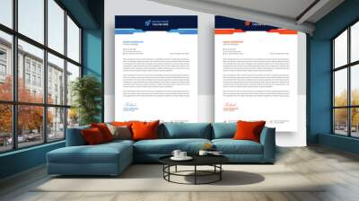 Clean and professional corporate company business letterhead template design with color variation bundle with blue, red elements and creative business stationery layout Wall mural