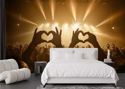 Concert Crowd Making Heart Shapes With Hands Wall mural