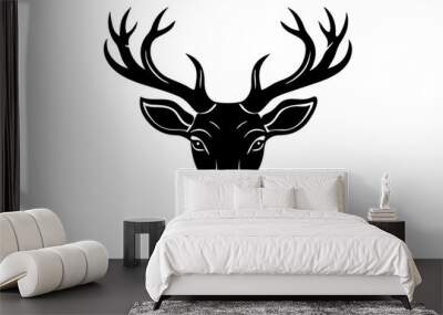 Deer head icon black vector silhouette on white background. vector illustration. Wall mural