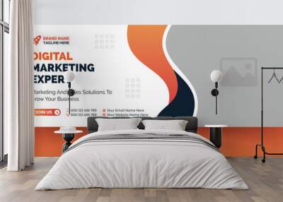 Digital marketing agency facebook cover design with creative shape or web banner for digital marketing business Wall mural