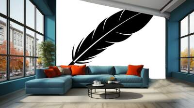 Feather silhouette icon illustration vector template on white background. Wall mural