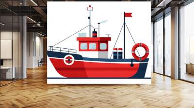 Fishing boat silhouette color vector illustration. Wall mural