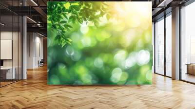 Green Nature Bokeh Background for Summer Banner Wall mural