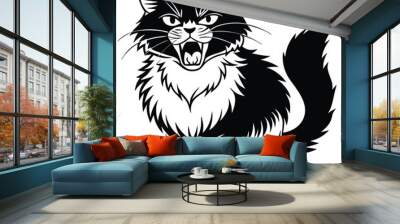 Angry Ragdoll cat silhouette vector illustration. Wall mural