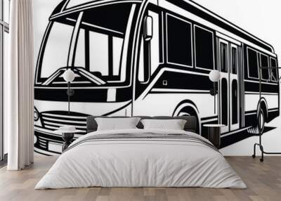 Bus in a modern silhouette vector icon with a Transparent Background Clipart. Wall mural