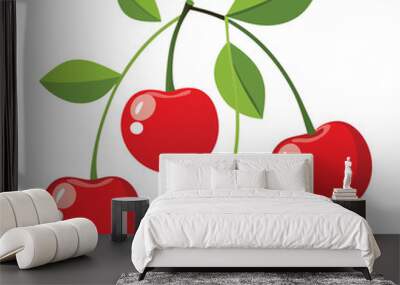 Cherry fruit vector illustration Isolated white background. Wall mural