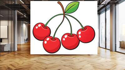 Cherry fruit vector illustration Isolated white background. Wall mural