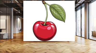 Cherry fruit vector illustration Isolated white background. Wall mural