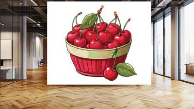 Cherry fruit vector illustration Isolated white background. Wall mural