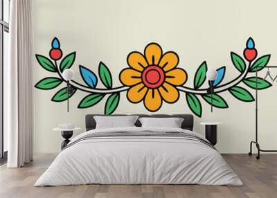 Floral colorful vector illustration. Wall mural