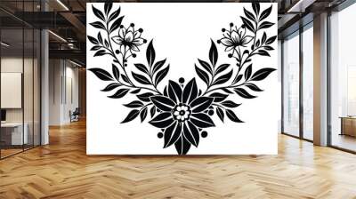 Floral hand drone vector silhouette. Wall mural