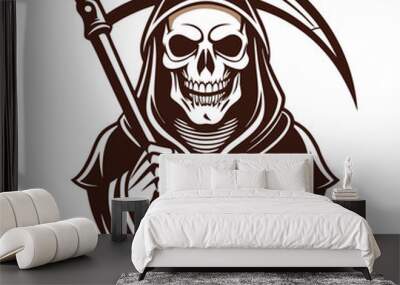 Grim Reaper vector silhouette icon with Transparent Background Clipart. Wall mural