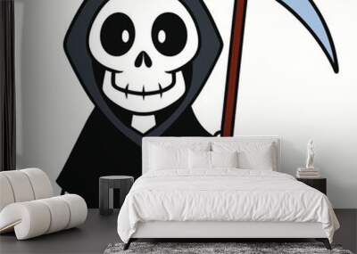 Grim Reaper vector silhouette icon with Transparent Background Clipart. Wall mural