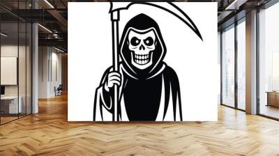 Grim Reaper vector silhouette icon with Transparent Background Clipart. Wall mural