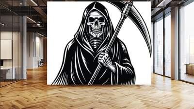 Grim Reaper vector silhouette icon with Transparent Background Clipart. Wall mural