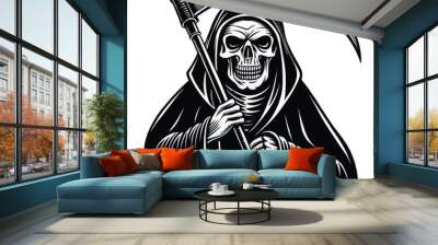 Grim Reaper vector silhouette icon with Transparent Background Clipart. Wall mural