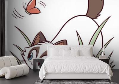 Ragdoll cat hunting vector illustration. Wall mural