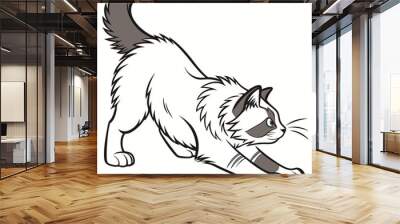 Ragdoll cat hunting vector illustration. Wall mural