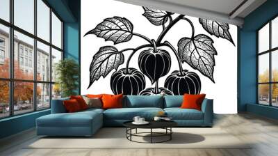 tomatillo vector. tomatillo silhouette. ector hand-drawn set illustration. Wall mural