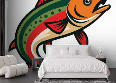 Trout fish vector illustration Isolated white background. Wall mural