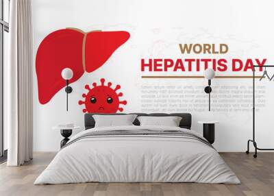 happy world hepatitis day background template use for card vector design, with minimalist and modern concept, cover, backdrop, heart, lung, international Wall mural