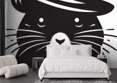 Cool little hamster Silhouette vector illustration isolated on a white background Wall mural