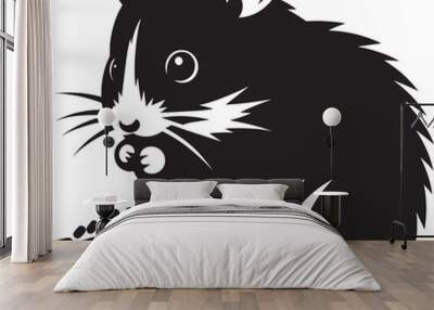 Cute little hamster Silhouette vector illustration isolated on a white background Wall mural