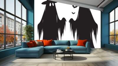 Halloween scary ghosts silhouette collection vector illustration isolated on a white background Wall mural