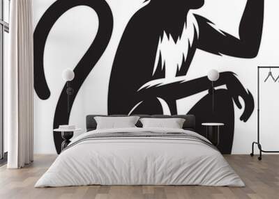 Monkey animal Silhouette isolated on white background Minimalist monkey vector illustration Wall mural