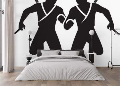 Ninja warrior silhouette vector illustration isolated on a white background Wall mural