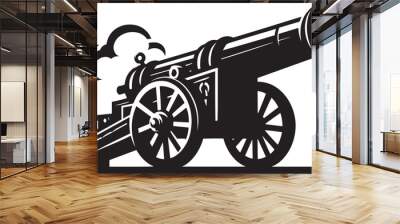 Old War Cannon silhouette vector illustration isolated on a white background Wall mural