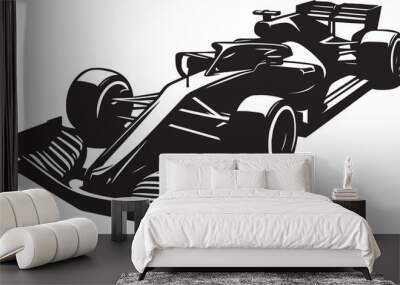 Racing Car silhouette vector illustration isolated on a white background Wall mural