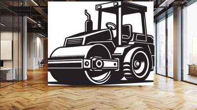 Road construction Road Roller silhouette vector illustration isolated on a white background Wall mural