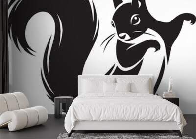 Vector illustration of Squirrel Silhouette isolated on white background Wall mural