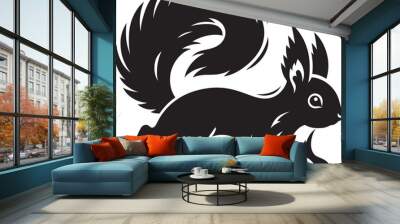 Vector illustration of Squirrel Silhouette isolated on white background Wall mural