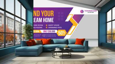 Home for sale real estate facebook cover and web banner template for real estate business | Real estate web banner and social media facebook cover template Wall mural