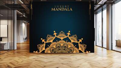 Luxury royal golden mandala background with borders for invitation and wedding card Wall mural