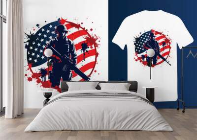 American Memorial Day event celebration typography vector illustration graphic design for white color tshirt Wall mural