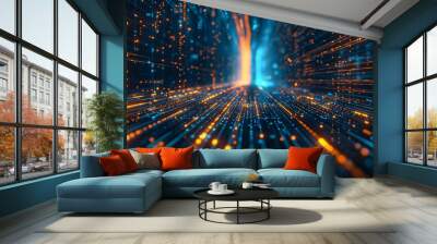 A futuristic background data analyzing technology by creative computer software . Concept of digital data for marketing analysis and investment decision making. Wall mural