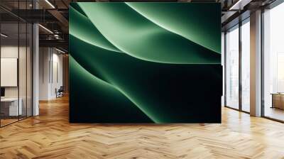 Abstract background. Windows wallpaper, Minimalist green and black gradient, sharp contrasts, modern and sleek, smooth transitions, Banner abstract background of green emerald side light surface Wall mural