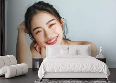 Beautiful young asian woman with clean fresh skin on white background, Face care, Facial treatment, Cosmetology, beauty and spa, Asian women portrait. Wall mural