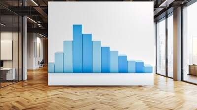 Blue acrylic arrow bar graph on a white isolated background. Blue chart ,arrow. Business economic and money investment concept Wall mural