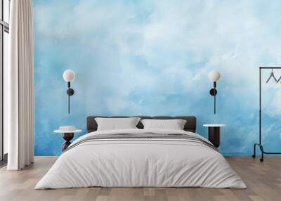 Blue Watercolor background with blue paint, with light turquoise and dark sky-blue, monochromatic. Watercolor cloud texture Wall mural