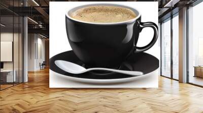 Coffee cups with saucer and spoon on a white isolated transparent background. Wall mural