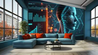 Computer,digital healthcare technology,system analysis network connection hologram virtual screen Wall mural