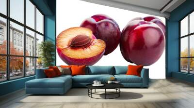 Fresh plums isolated on a white background food website Wall mural